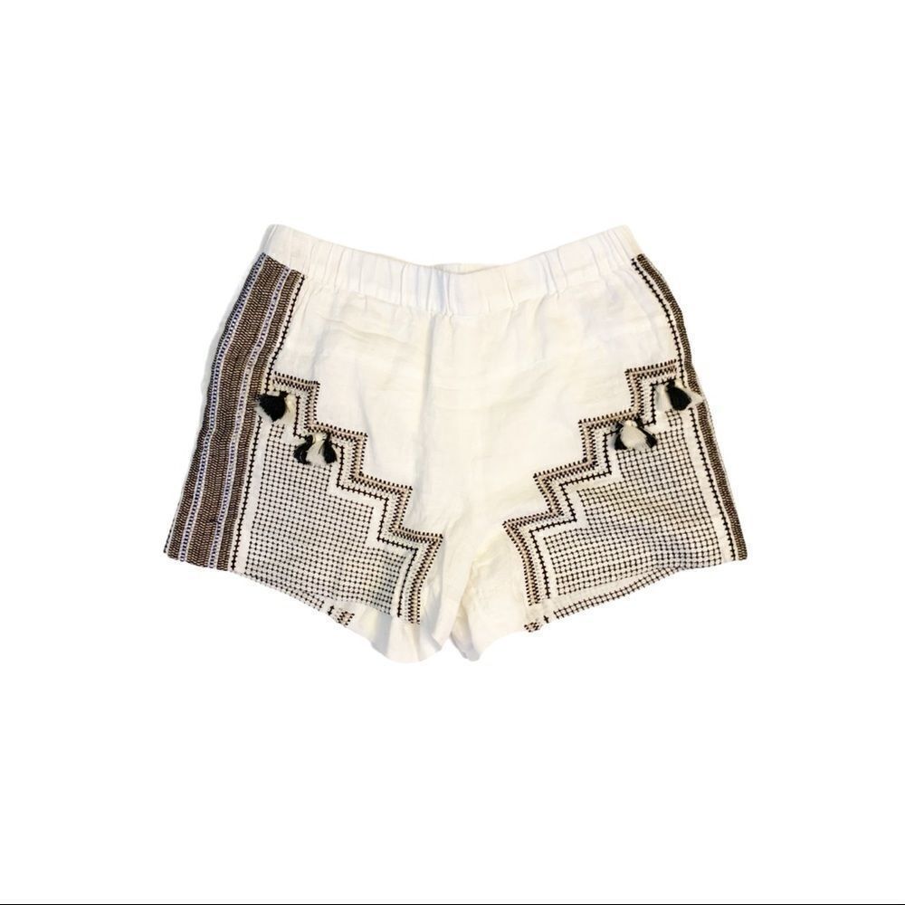 J. Crew Collection Embroidered Linen Tassel Shorts - Picture 2 of 3